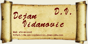 Dejan Vidanović vizit kartica